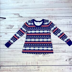 Hanna Andersson Colorful Snowflake Patterned Long Sleeve Pajama Top-size Large